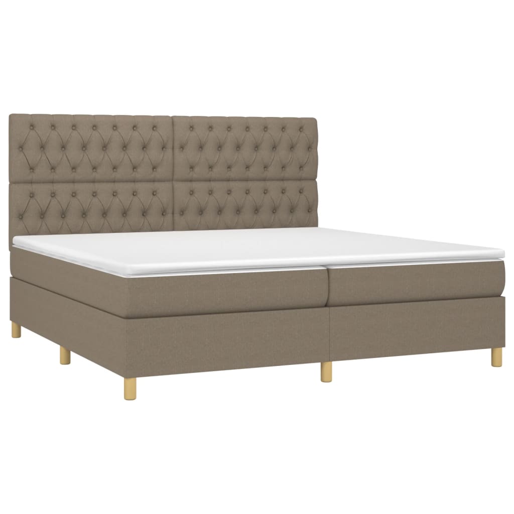 vidaXL Κρεβάτι Boxspring με Στρώμα Taupe 200x200 εκ. Υφασμάτινο