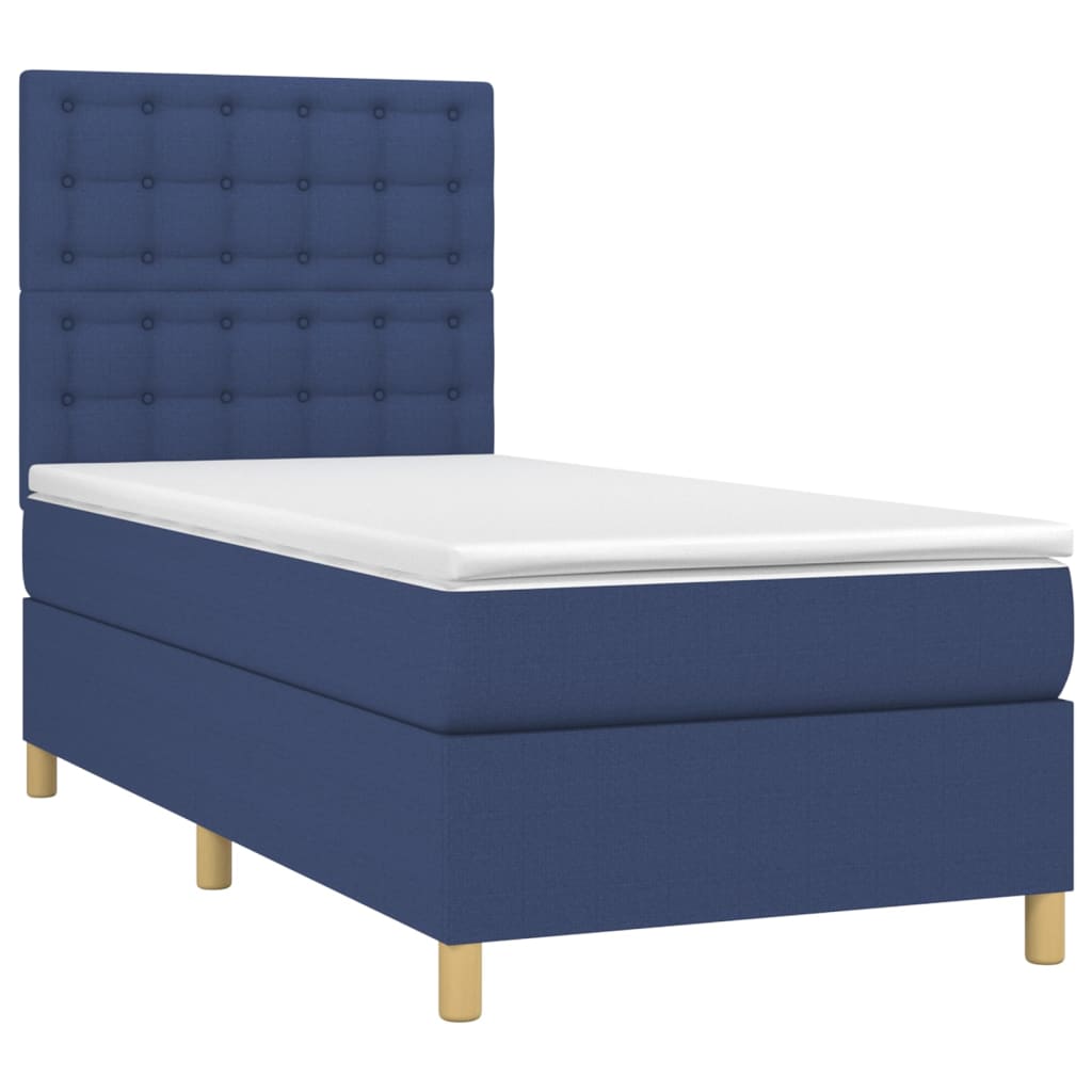 vidaXL Κρεβάτι Boxspring με Στρώμα Μπλε 80x200 εκ. Υφασμάτινο
