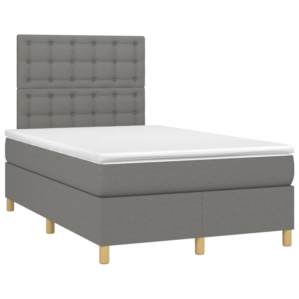vidaXL Κρεβάτι Boxspring με Στρώμα Σκούρο Γκρι 120x200 εκ. Υφασμάτινο