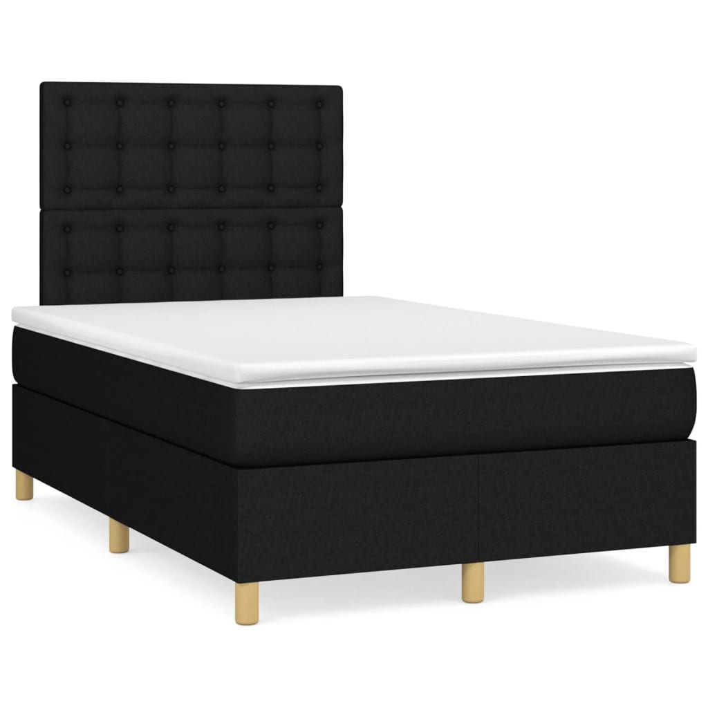vidaXL Κρεβάτι Boxspring με Στρώμα Μαύρο 120x200 εκ. Υφασμάτινο