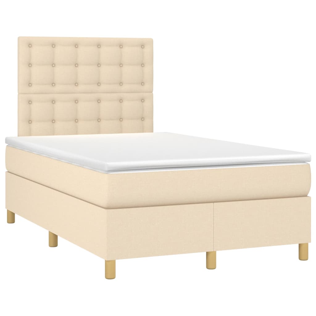 vidaXL Κρεβάτι Boxspring με Στρώμα Κρεμ 120x200 εκ. Υφασμάτινο