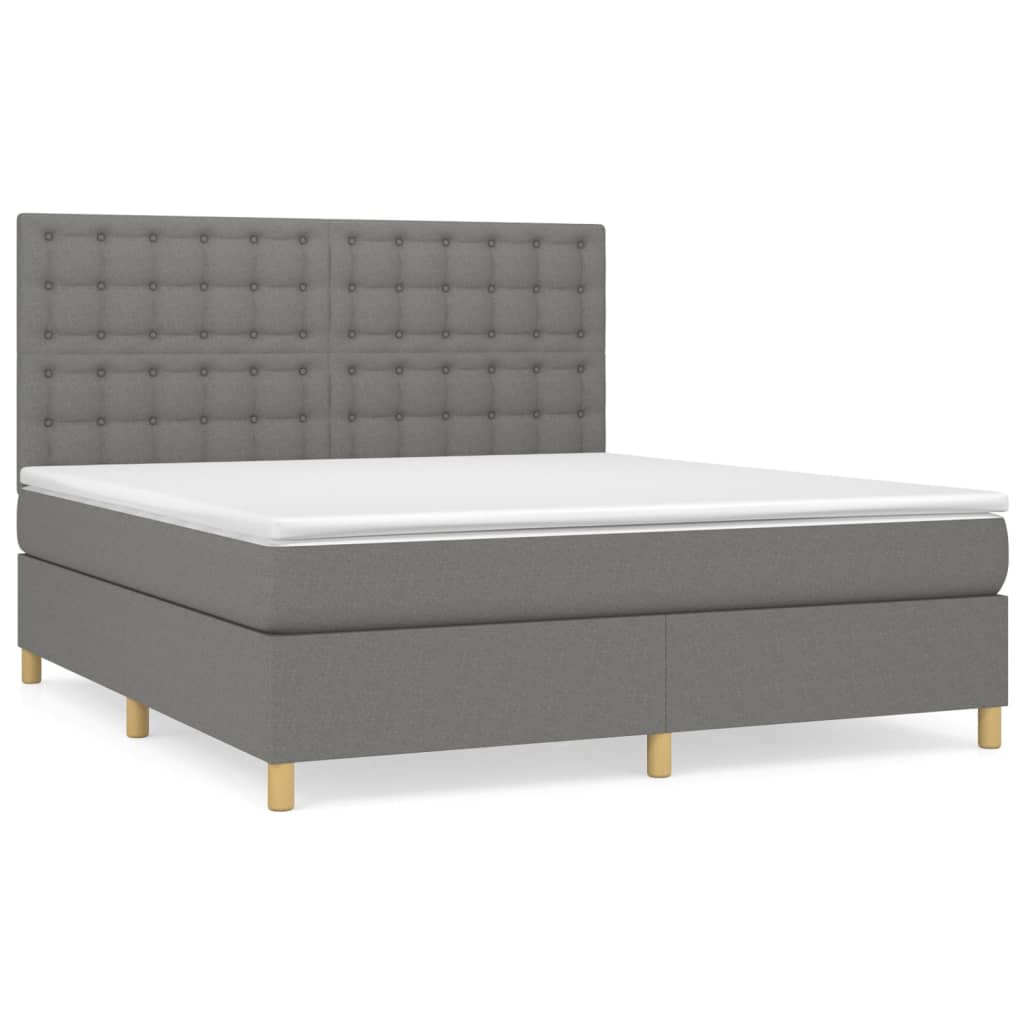 vidaXL Κρεβάτι Boxspring με Στρώμα Σκούρο Γκρι 160x200 εκ Υφασμάτινο