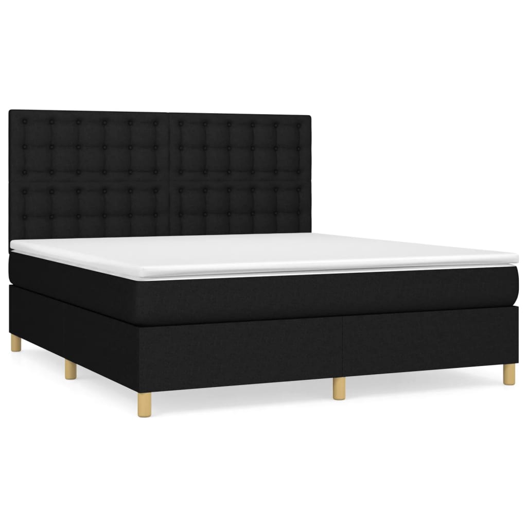 vidaXL Κρεβάτι Boxspring με Στρώμα Μαύρο 160x200 εκ. Υφασμάτινο