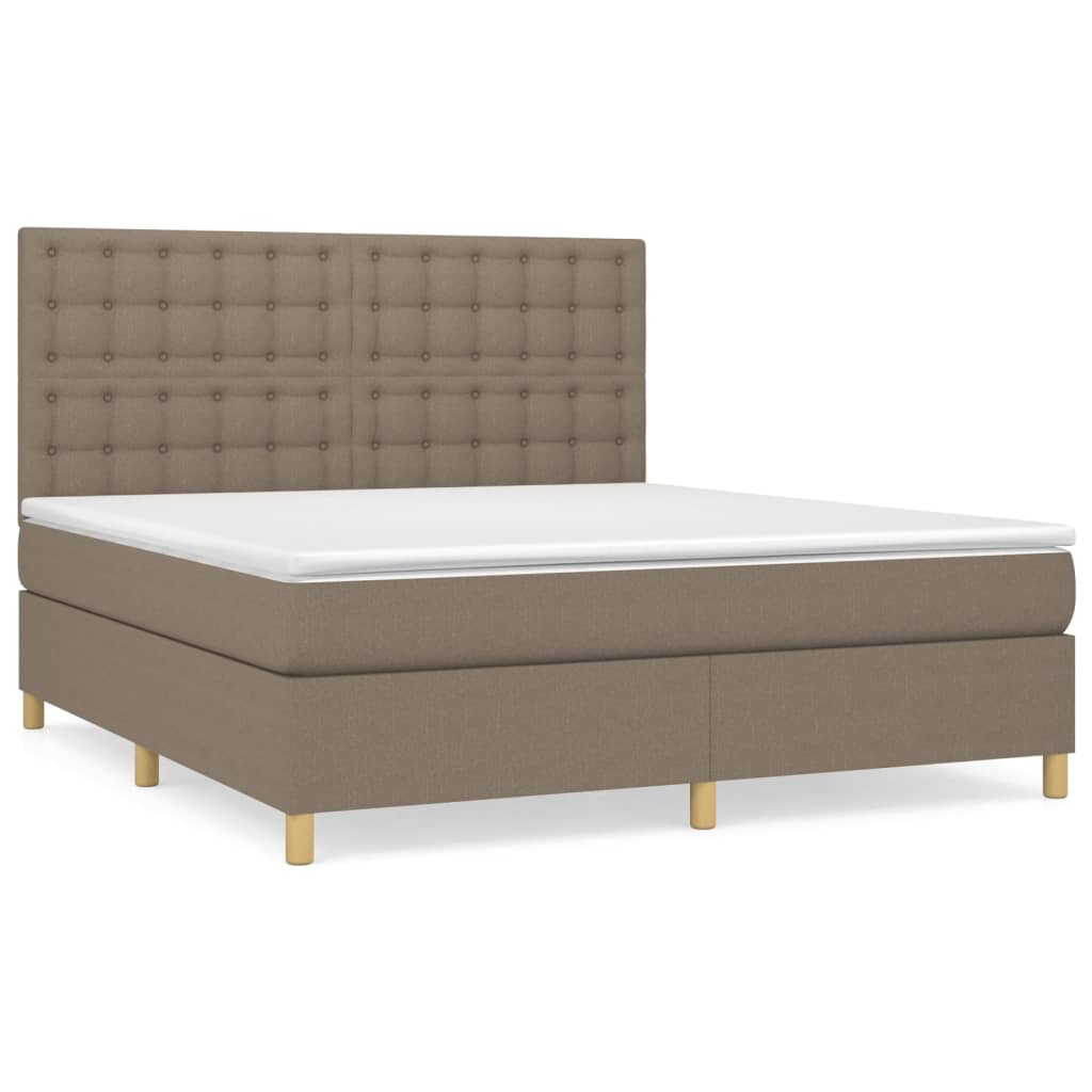 vidaXL Κρεβάτι Boxspring με Στρώμα Taupe 180x200 εκ. Υφασμάτινο