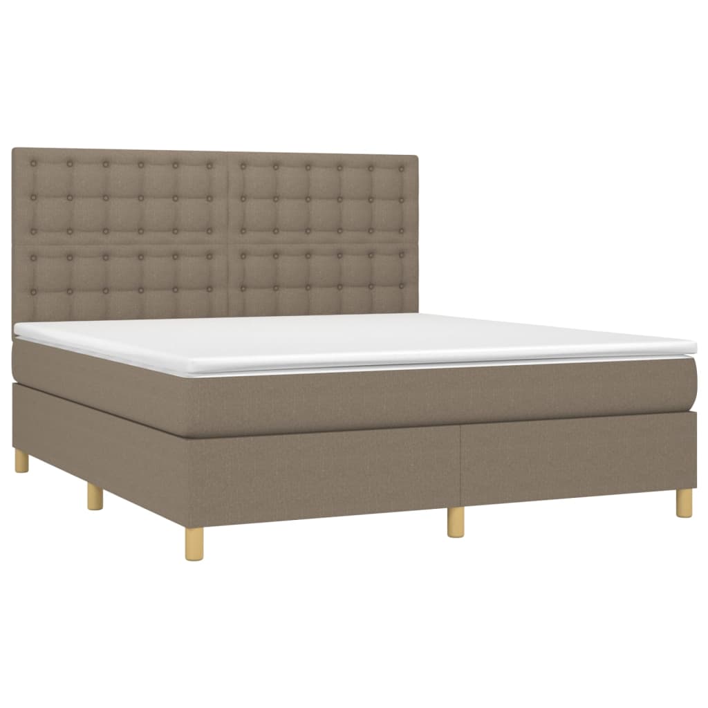 vidaXL Κρεβάτι Boxspring με Στρώμα Taupe 180x200 εκ. Υφασμάτινο
