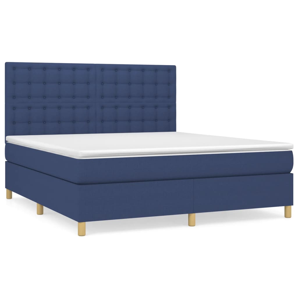 vidaXL Κρεβάτι Boxspring με Στρώμα Μπλε 180x200 εκ. Υφασμάτινο