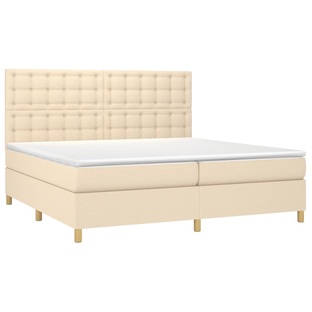 vidaXL Κρεβάτι Boxspring με Στρώμα Κρεμ 200x200 εκ. Υφασμάτινο