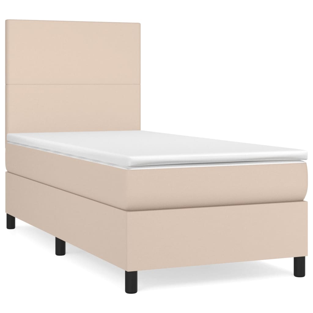 vidaXL Κρεβάτι Boxspring με Στρώμα Καπουτσίνο 80x200 εκ. Συνθ. Δέρμα