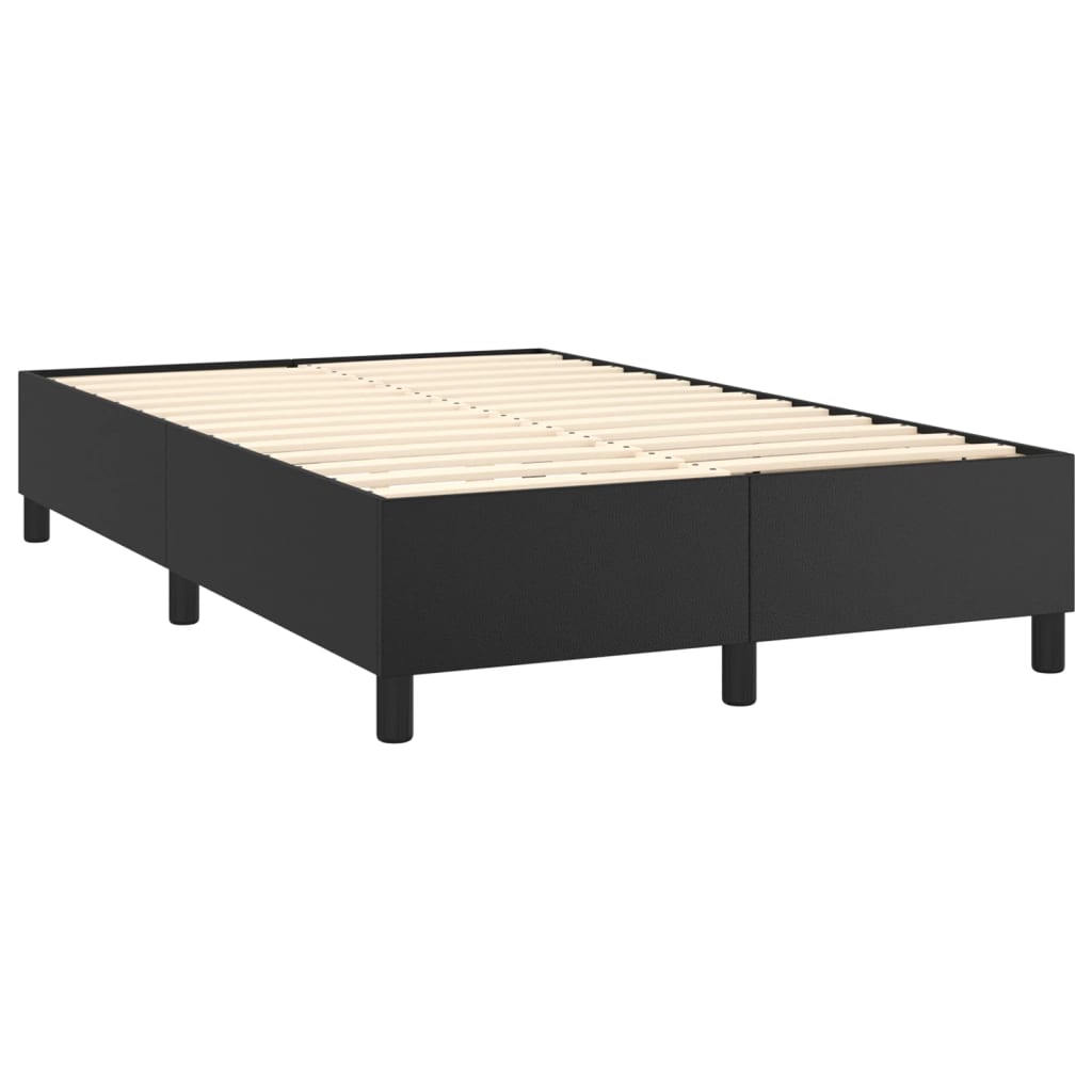 vidaXL Κρεβάτι Boxspring με Στρώμα Μαύρο 120 x 200 εκ. Συνθετικό Δέρμα