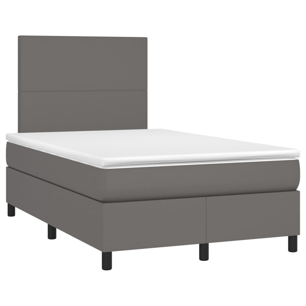 vidaXL Κρεβάτι Boxspring με Στρώμα Γκρι 120x200εκ. από Συνθετικό Δέρμα