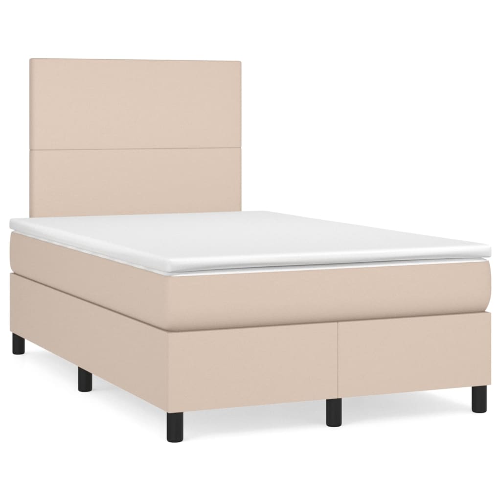 vidaXL Κρεβάτι Boxspring με Στρώμα Καπουτσίνο 120x200εκ.από Συνθ.Δέρμα