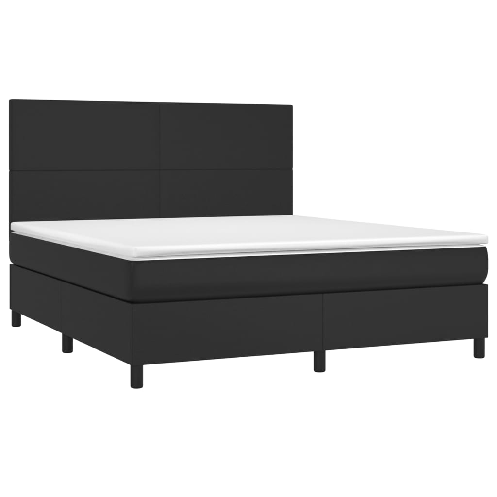 vidaXL Κρεβάτι Boxspring με Στρώμα Μαύρο 180x200εκ.από Συνθετικό Δέρμα