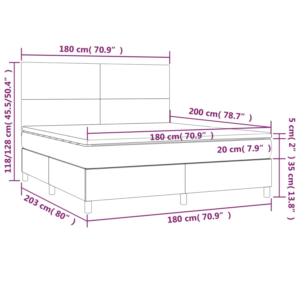 vidaXL Κρεβάτι Boxspring με Στρώμα Καπουτσίνο 180x200 εκ. Συνθ. Δέρμα
