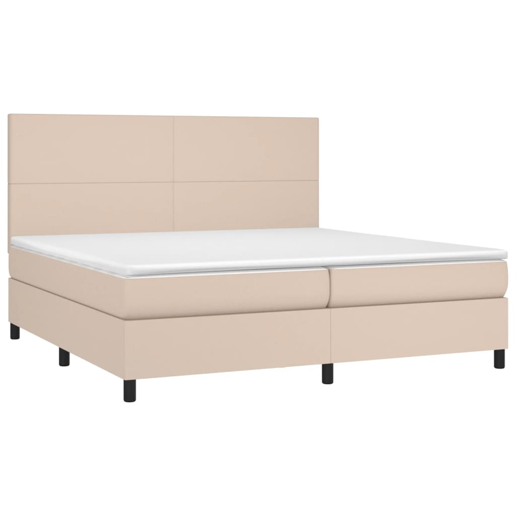 vidaXL Κρεβάτι Boxspring με Στρώμα Καπουτσίνο 200x200εκ.από Συνθ.Δέρμα