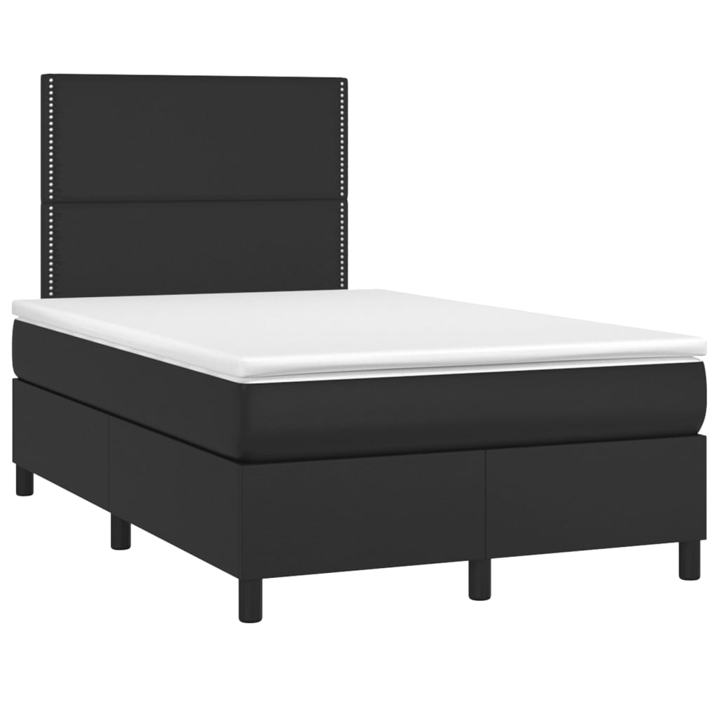 vidaXL Κρεβάτι Boxspring με Στρώμα Μαύρο 120 x 200 εκ. Συνθετικό Δέρμα