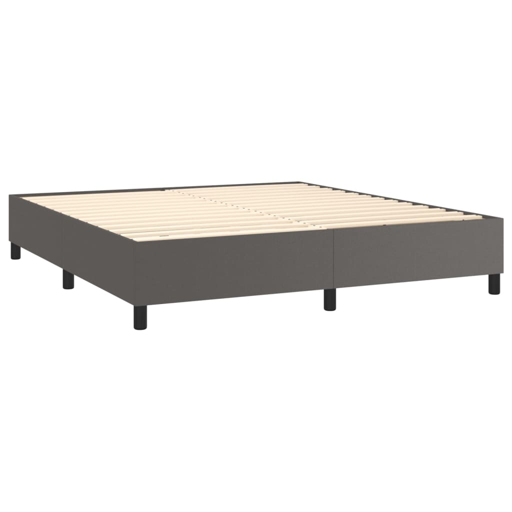 vidaXL Κρεβάτι Boxspring με Στρώμα Γκρι 180x200 εκ. Συνθετικό Δέρμα