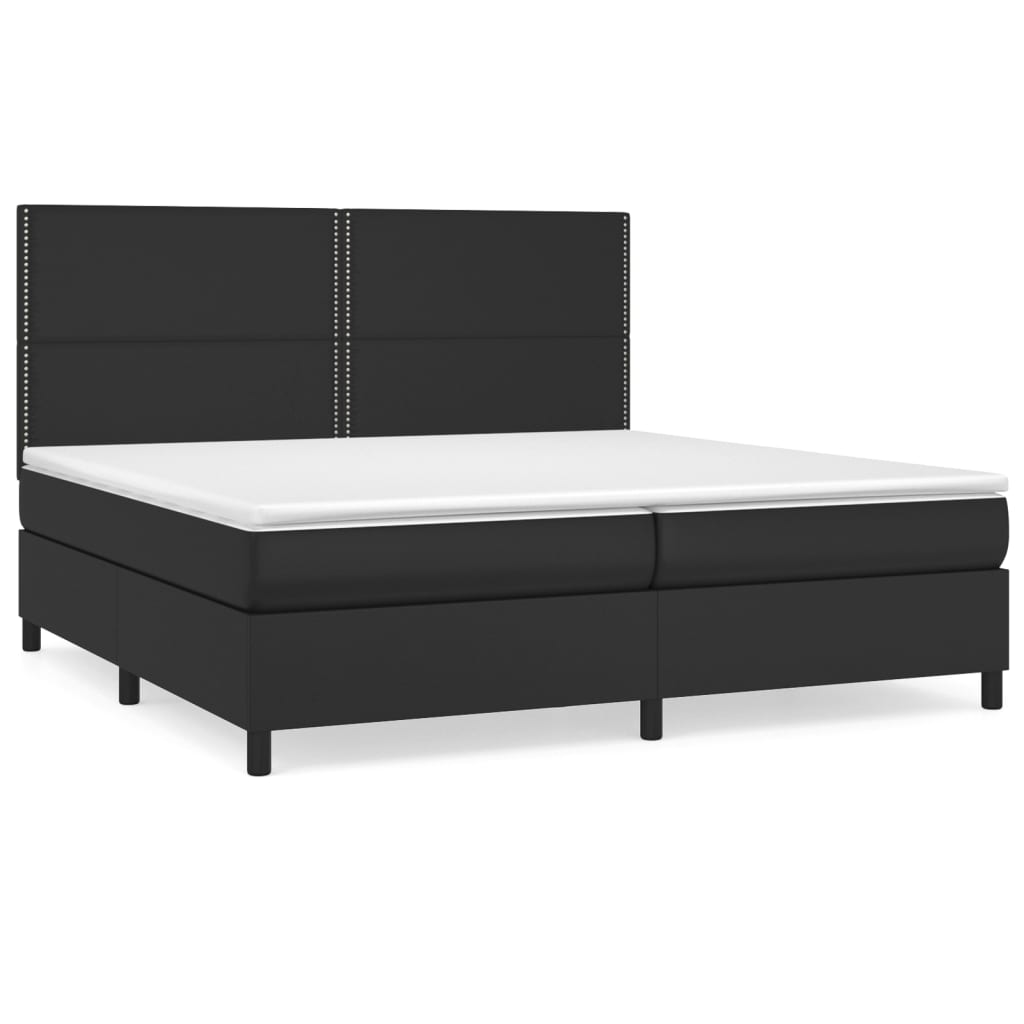vidaXL Κρεβάτι Boxspring με Στρώμα Μαύρο 200x200 εκ. Συνθετικό Δέρμα
