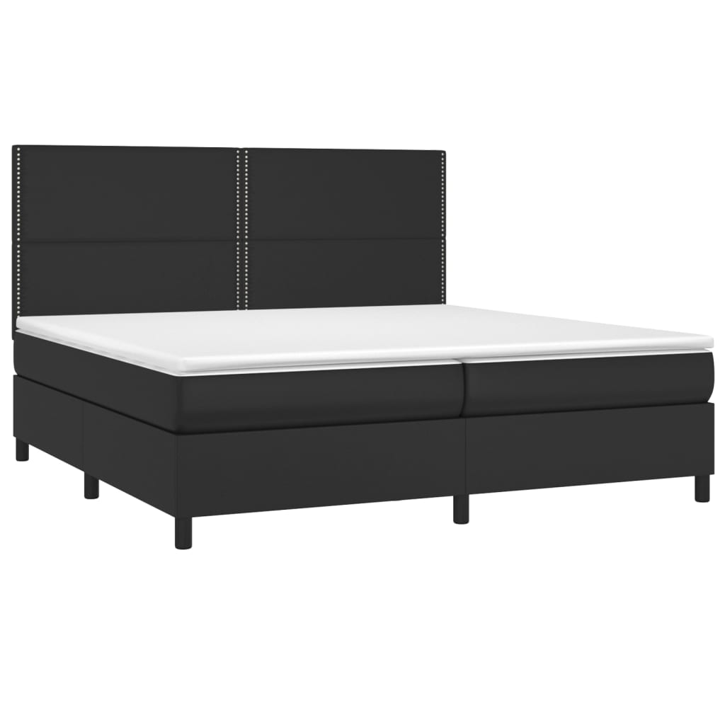 vidaXL Κρεβάτι Boxspring με Στρώμα Μαύρο 200x200 εκ. Συνθετικό Δέρμα
