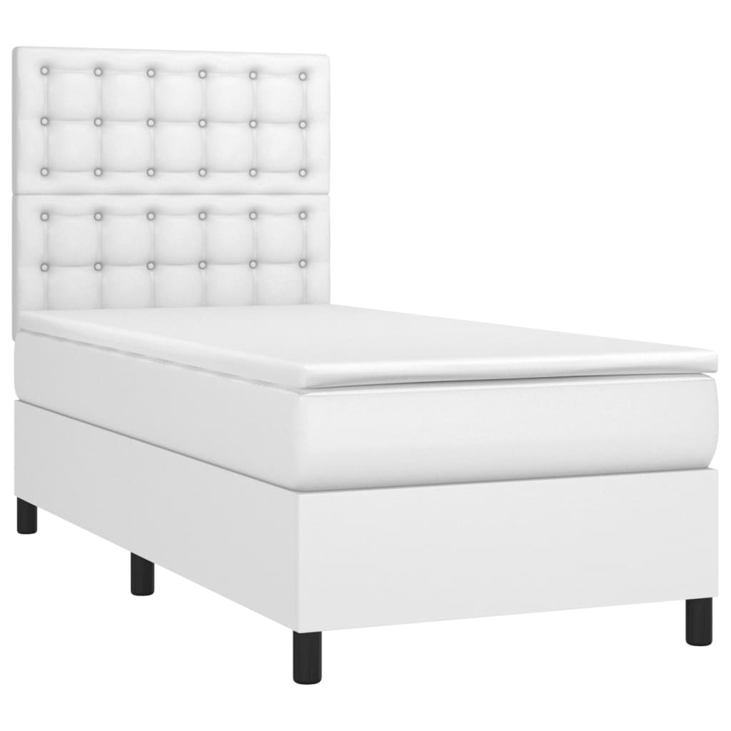 vidaXL Κρεβάτι Boxspring με Στρώμα Λευκό 80 x 200 εκ. Συνθετικό Δέρμα