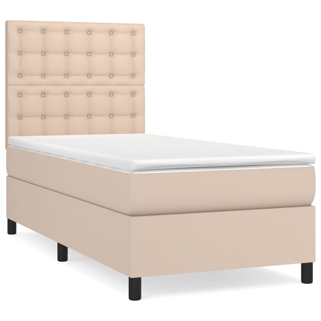 vidaXL Κρεβάτι Boxspring με Στρώμα Καπουτσίνο 80x200 εκ. Συνθ. Δέρμα