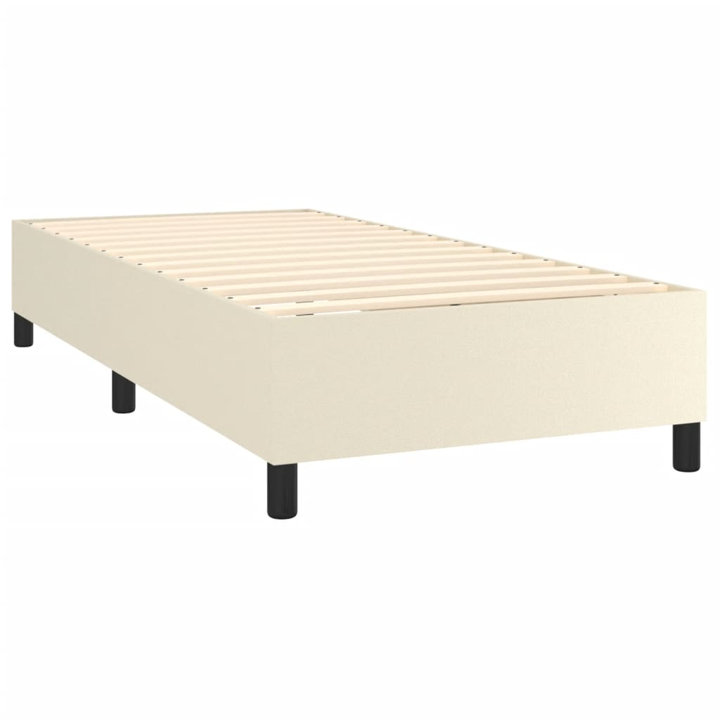vidaXL Κρεβάτι Boxspring με Στρώμα Κρεμ 90x200 εκ. από Συνθετικό Δέρμα