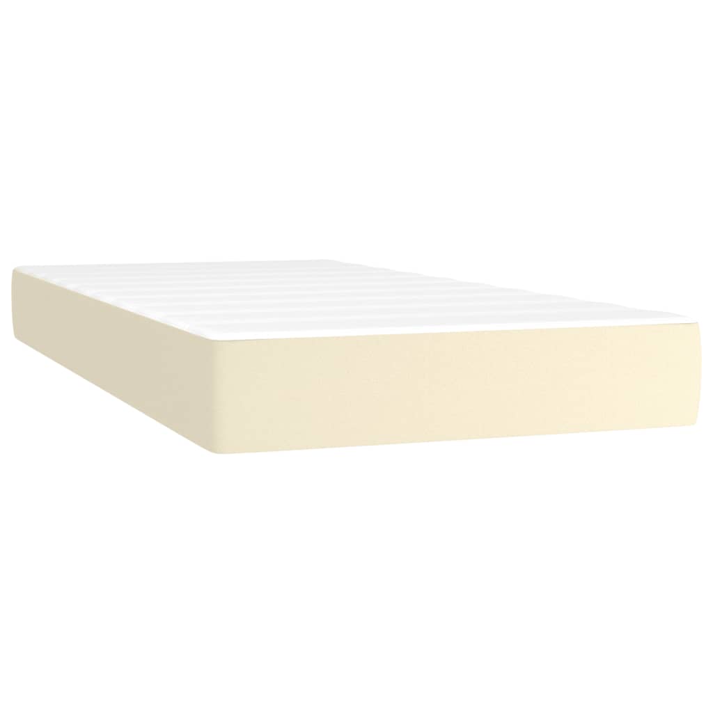 vidaXL Κρεβάτι Boxspring με Στρώμα Κρεμ 90x200 εκ. από Συνθετικό Δέρμα