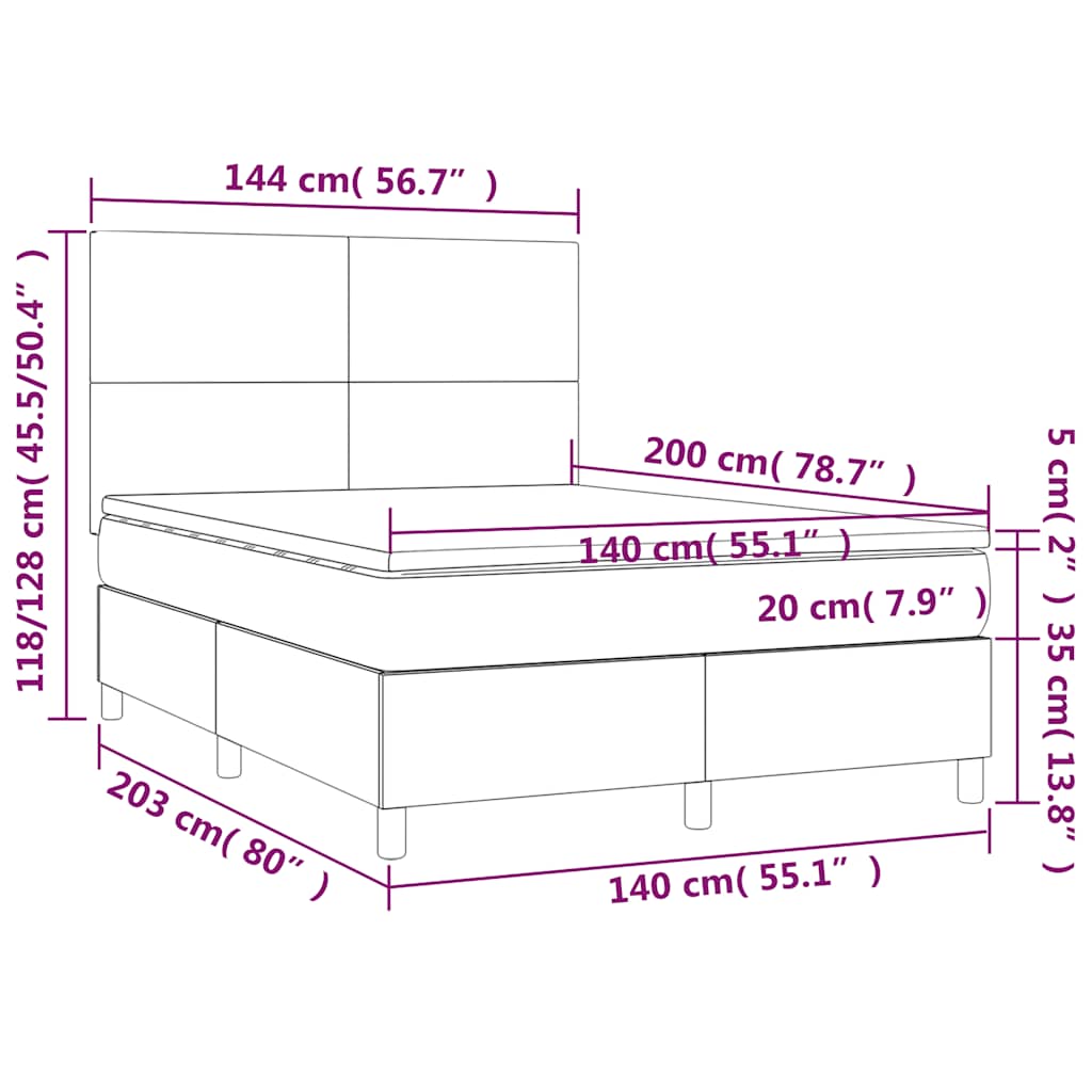 vidaXL Κρεβάτι Boxspring με Στρώμα Σκούρο Πράσινο 140x200εκ. Βελούδινο