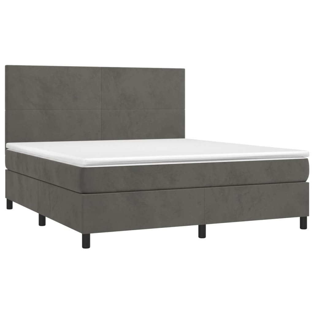 vidaXL Κρεβάτι Boxspring με Στρώμα Σκούρο Γκρι 160x200 εκ. Βελούδινο