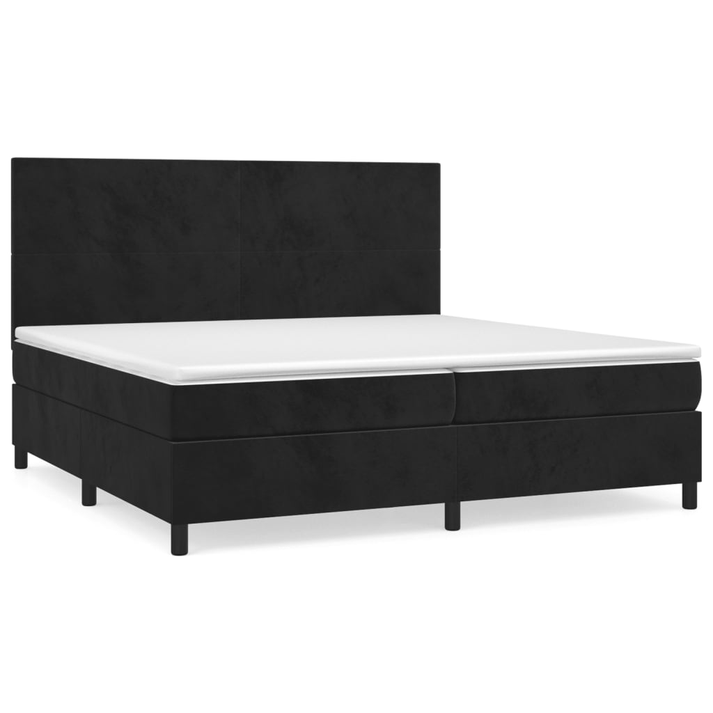 vidaXL Κρεβάτι Boxspring με Στρώμα Μαύρο 200x200 εκ. Βελούδινο
