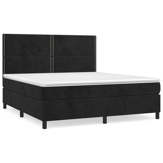 vidaXL Κρεβάτι Boxspring με Στρώμα Μαύρο 160x200 εκ. Βελούδινο
