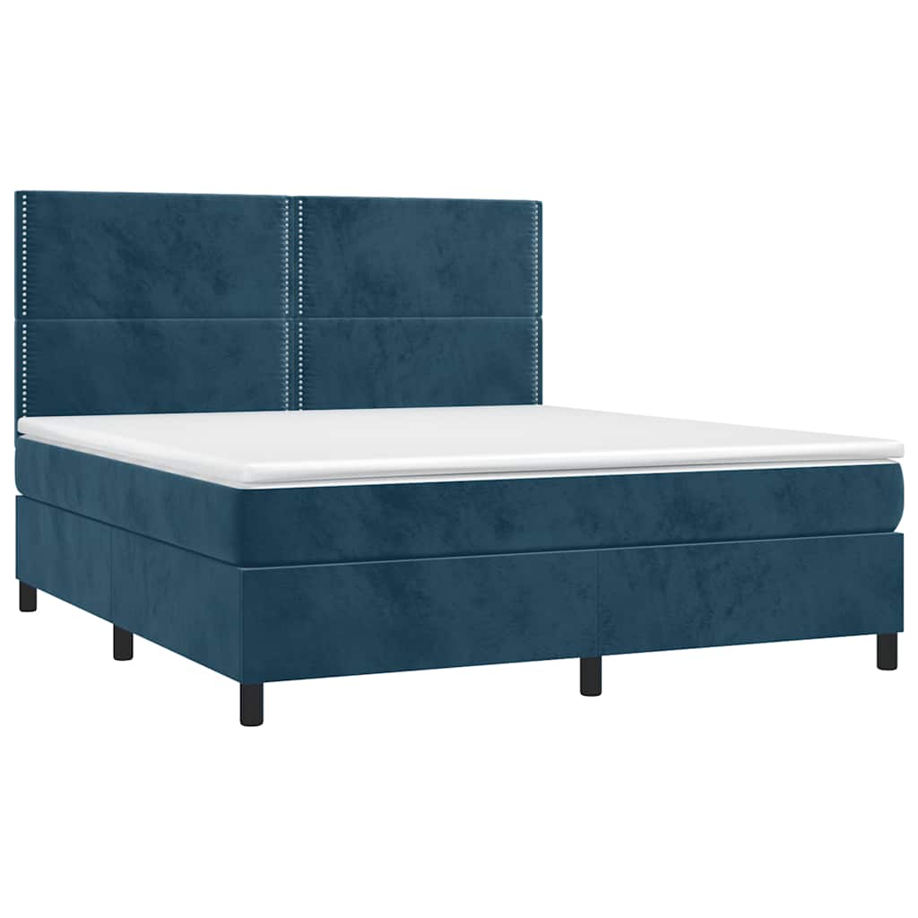 vidaXL Κρεβάτι Boxspring με Στρώμα Σκούρο Μπλε 160x200 εκ. Βελούδινο