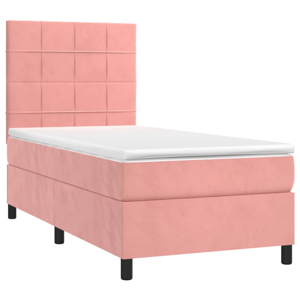 vidaXL Κρεβάτι Boxspring με Στρώμα Ροζ 80 x 200 εκ. Βελούδινο