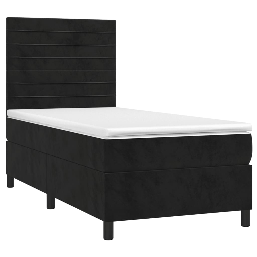 vidaXL Κρεβάτι Boxspring με Στρώμα Μαύρο 90x190 εκ. Βελούδινο