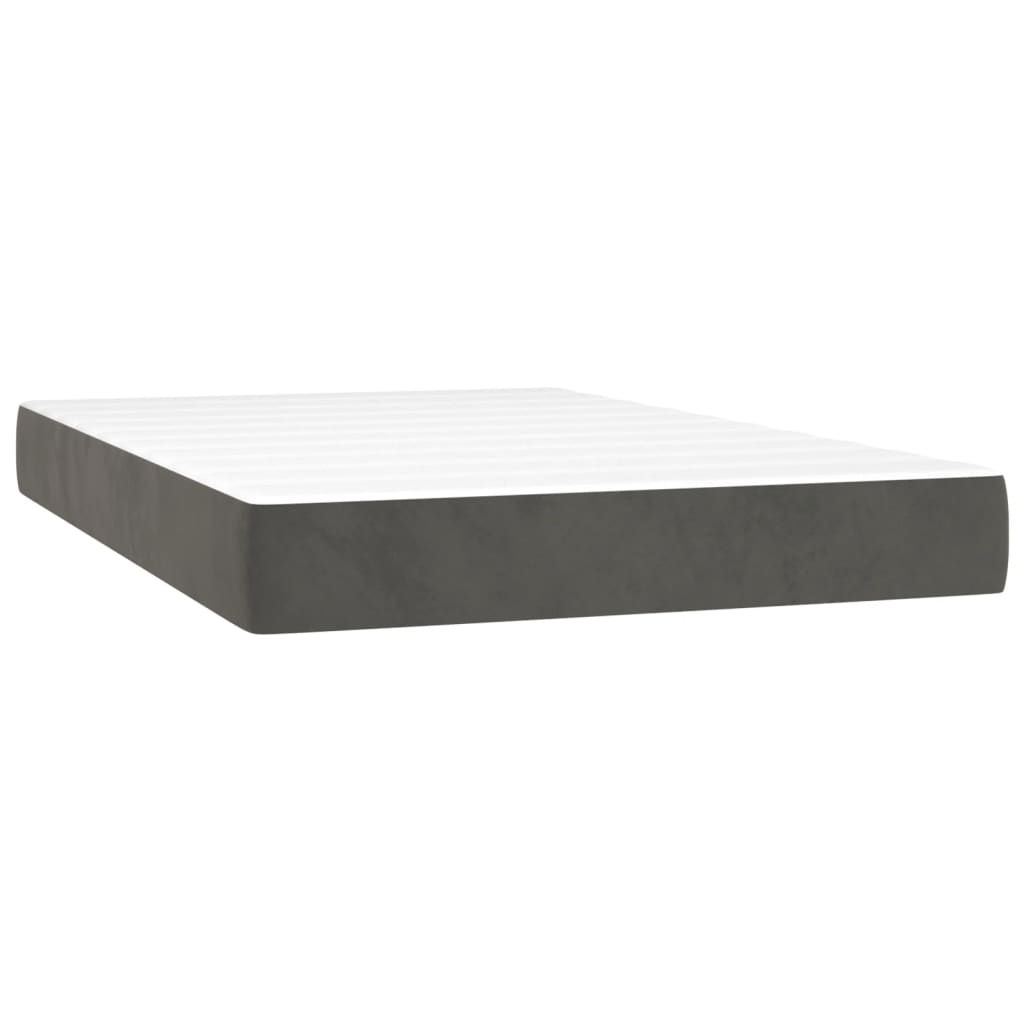 vidaXL Κρεβάτι Boxspring με Στρώμα Σκούρο Γκρι 120x200 εκ. Βελούδινο
