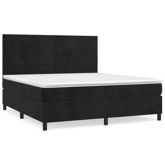 vidaXL Κρεβάτι Boxspring με Στρώμα Μαύρο 160x200 εκ. Βελούδινο