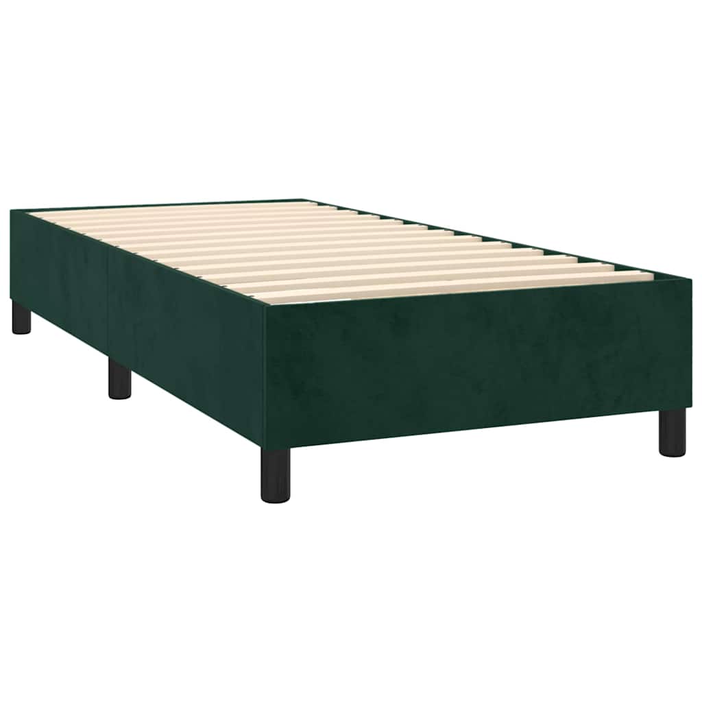 vidaXL Κρεβάτι Boxspring με Στρώμα Σκούρο Πράσινο 80x200 εκ. Βελούδινο