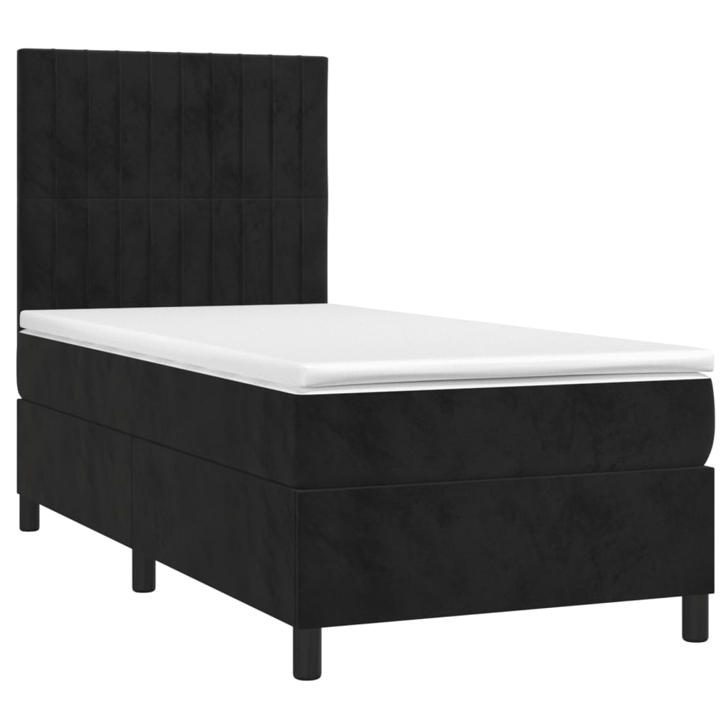 vidaXL Κρεβάτι Boxspring με Στρώμα Μαύρο 100x200 εκ. Βελούδινο