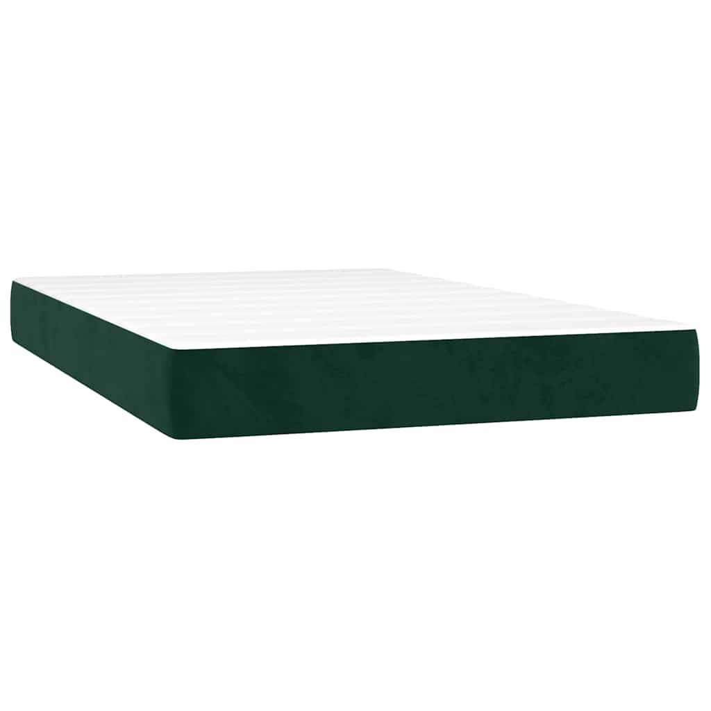 vidaXL Κρεβάτι Boxspring με Στρώμα Σκούρο Πράσινο 120x200εκ. Βελούδινο