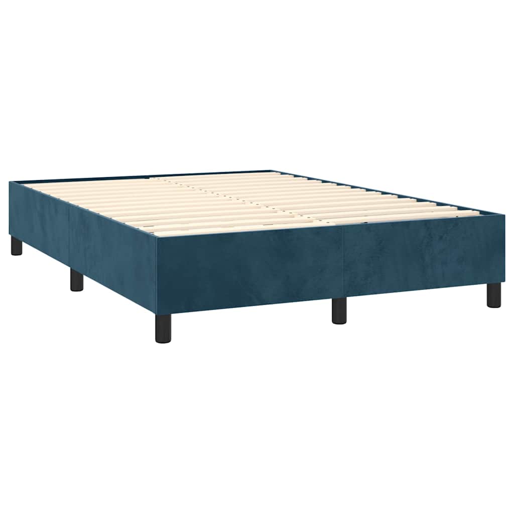 vidaXL Κρεβάτι Boxspring με Στρώμα Σκούρο Μπλε 140x200 εκ. Βελούδινο