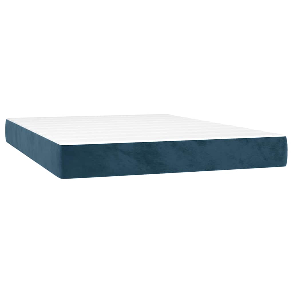 vidaXL Κρεβάτι Boxspring με Στρώμα Σκούρο Μπλε 140x200 εκ. Βελούδινο