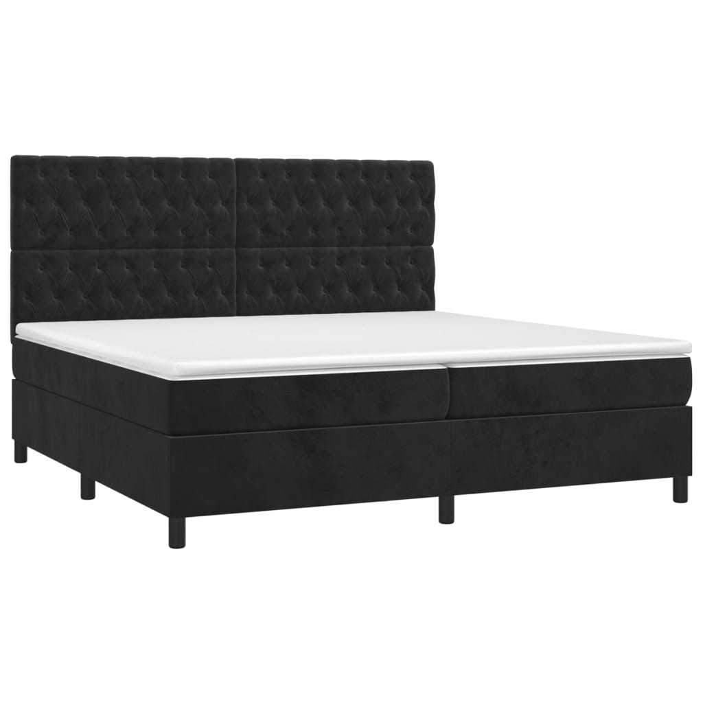vidaXL Κρεβάτι Boxspring με Στρώμα Μαύρο 200x200 εκ. Βελούδινο