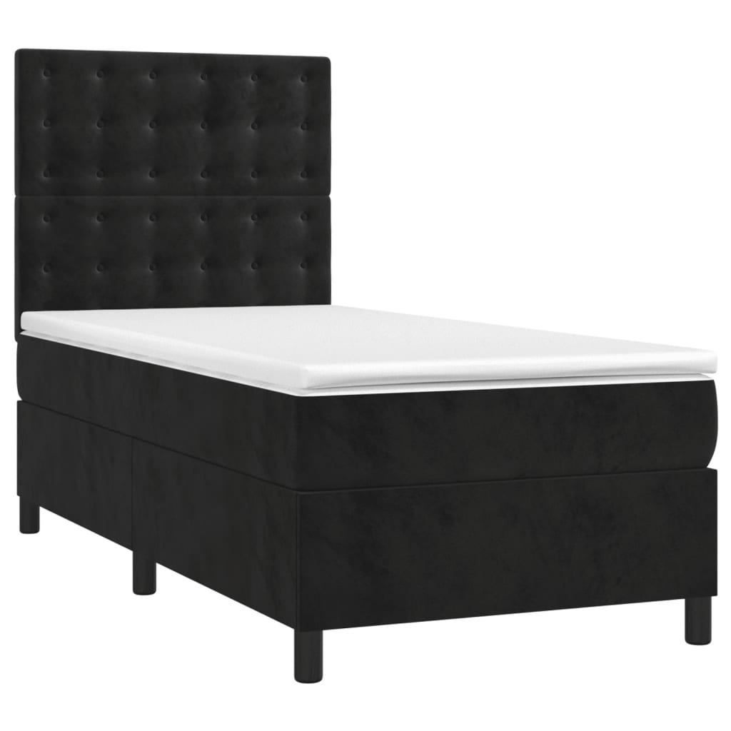 vidaXL Κρεβάτι Boxspring με Στρώμα Μαύρο 100x200 εκ. Βελούδινο