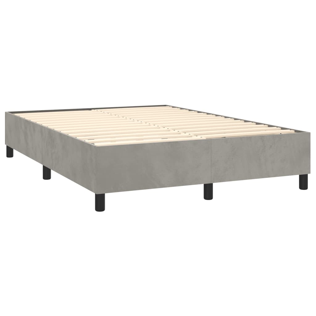 vidaXL Κρεβάτι Boxspring με Στρώμα Ανοιχτό Γκρι 140x190 εκ. Βελούδινο