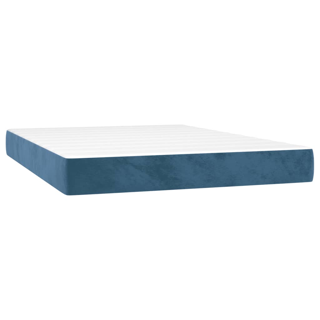 vidaXL Κρεβάτι Boxspring με Στρώμα Σκούρο Μπλε 140x200 εκ. Βελούδινο