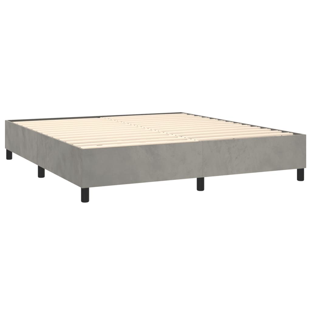 vidaXL Κρεβάτι Boxspring με Στρώμα Ανοιχτό Γκρι 160x200 εκ. Βελούδινο