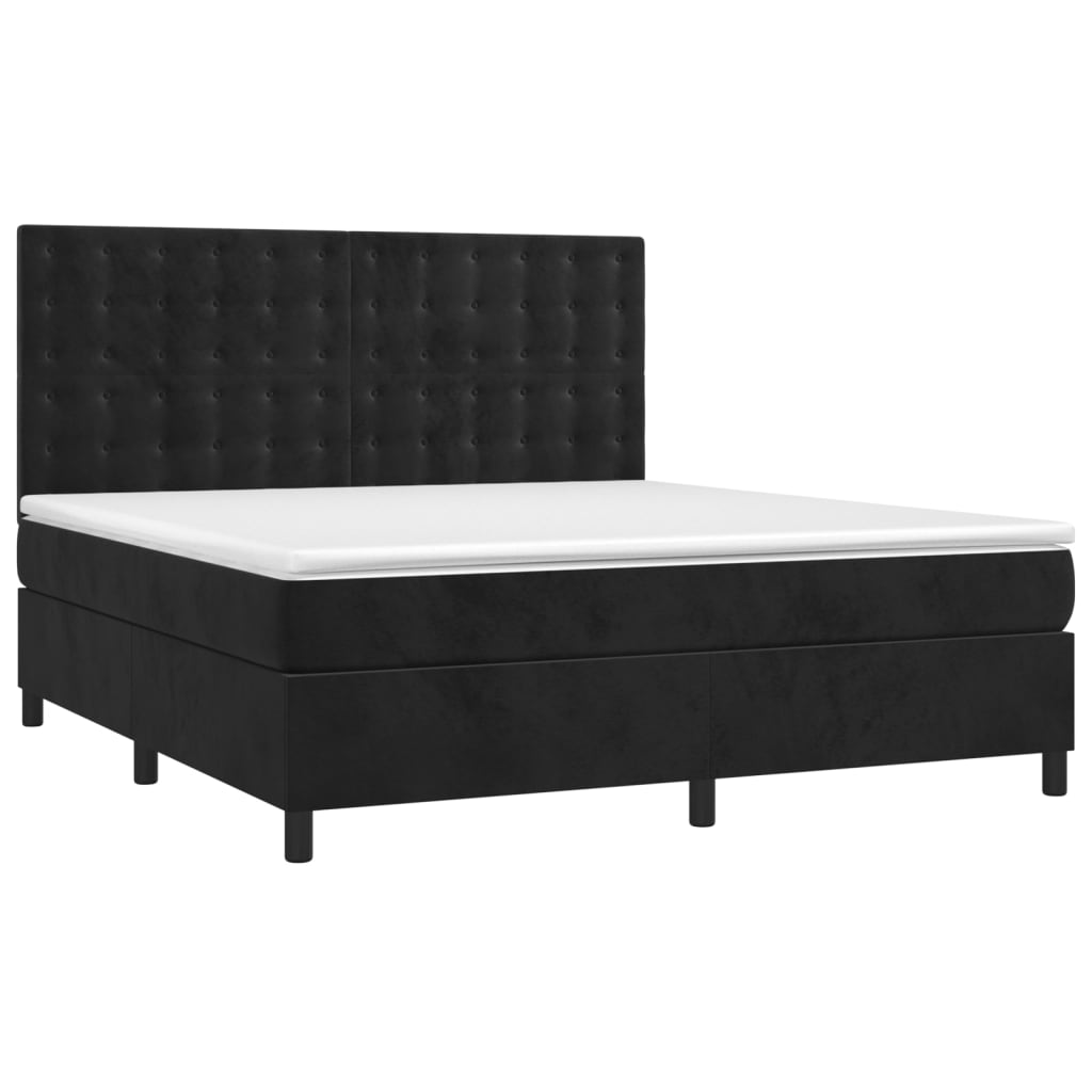 vidaXL Κρεβάτι Boxspring με Στρώμα Μαύρο 160x200 εκ. Βελούδινο