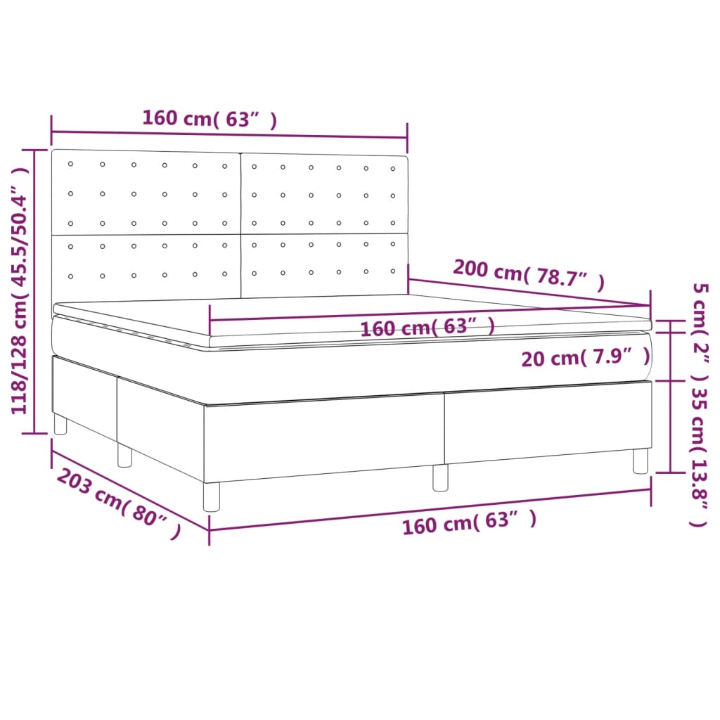 vidaXL Κρεβάτι Boxspring με Στρώμα Ροζ 160x200 εκ. Βελούδινο