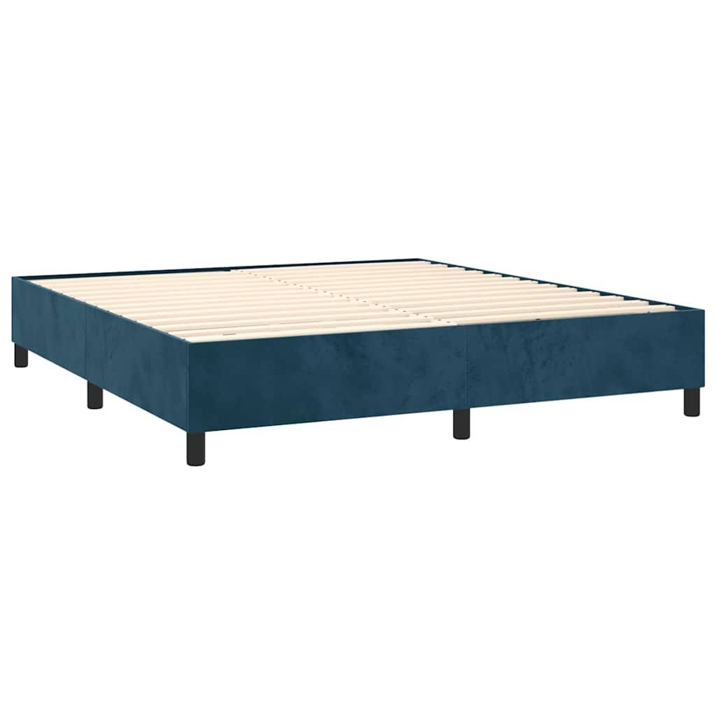 vidaXL Κρεβάτι Boxspring με Στρώμα Σκούρο Μπλε 180x200 εκ. Βελούδινο
