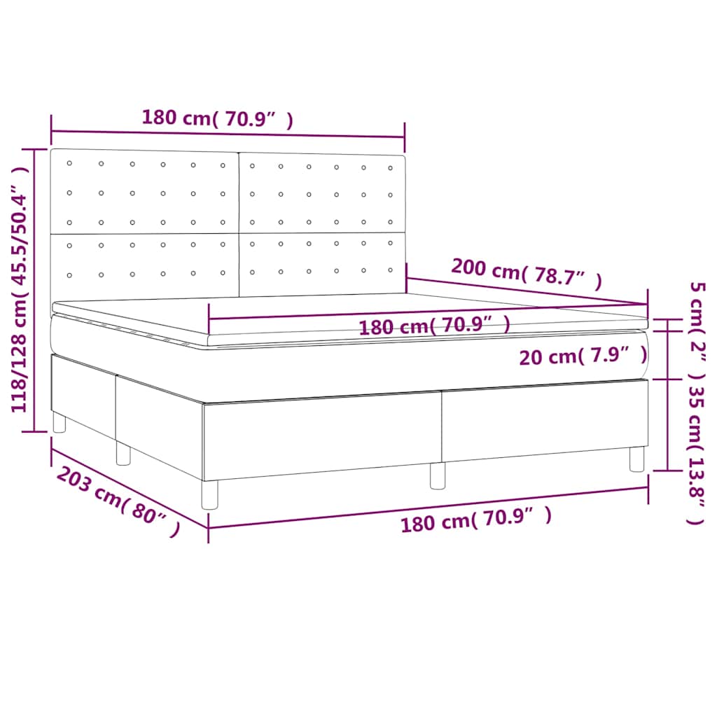 vidaXL Κρεβάτι Boxspring με Στρώμα Σκούρο Μπλε 180x200 εκ. Βελούδινο