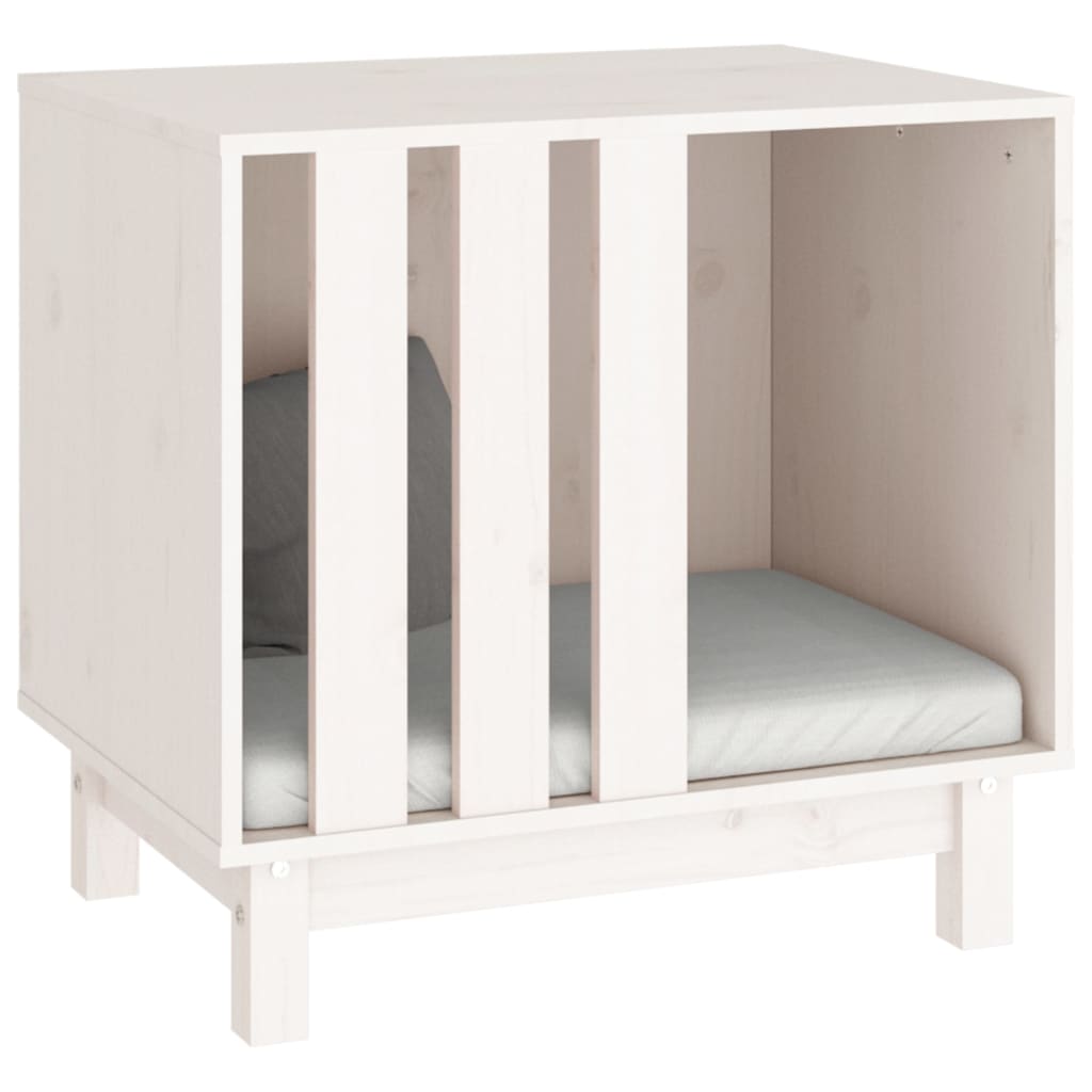 vidaXL Σπιτάκι Σκύλου Λευκό 60 x 45 x 57 εκ. από Μασίφ Ξύλο Πεύκου